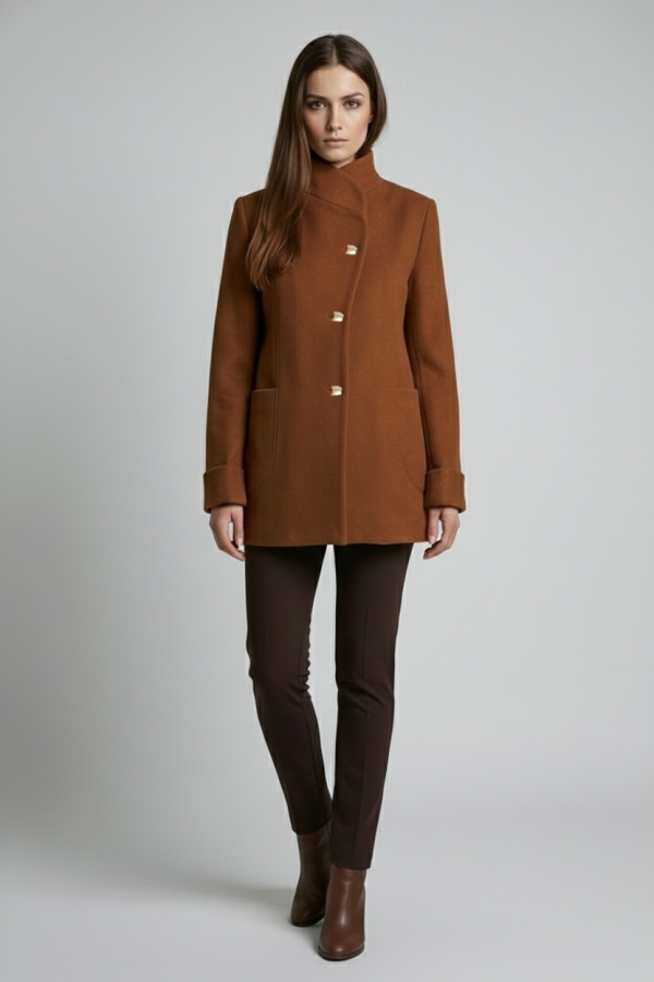 VAGIAS ΓΥΝΑΙΚΕΙΑ  ΖΑΚΕΤΑ ΠΑΛΤΟ ΜΕ ΧΡΥΣΑ ΚΟΥΜΠΙΑ ΚΑΜΕΛ 5868-40