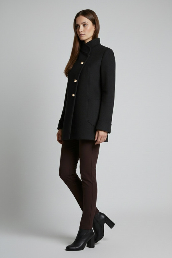 VAGIAS ΓΥΝΑΙΚΕΙΑ  ΖΑΚΕΤΑ ΠΑΛΤΟ ΜΕ ΧΡΥΣΑ ΚΟΥΜΠΙΑ ΜΑΥΡΟ 5868-40