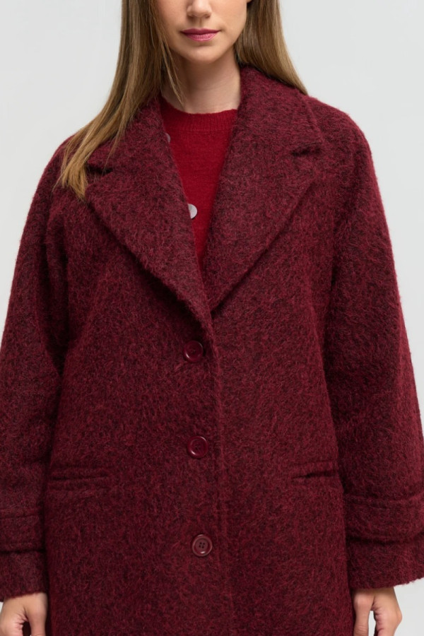 FIBES ΓΥΝΑΙΚΕΙΟ ΗΜΙΠΑΛΤΟ ΜΠΟΥΚΛΕ ΜΕ ΡΕΓΚΛΑΝ ΜΠΟΡΝΤΟ 01-6119