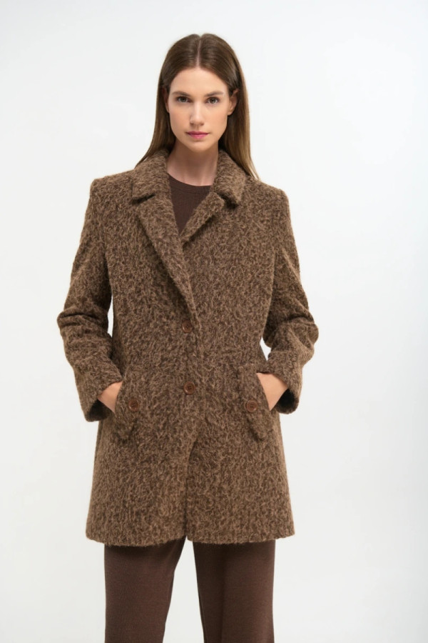 FIBES ΓΥΝΑΙΚΕΙΟ ΗΜΙΠΑΛΤΟ ΜΕ ΠΕΤΟ ΜΕΣΑΤΟ ΜΠΟΥΚΛΕ ΚΑΦΕ 01-6122