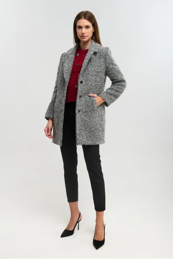 FIBES ΓΥΝΑΙΚΕΙΟ ΗΜΙΠΑΛΤΟ ΜΠΟΥΚΛΕ ΜΕ ΠΕΤΟ ΓΚΡΙ 01-6152