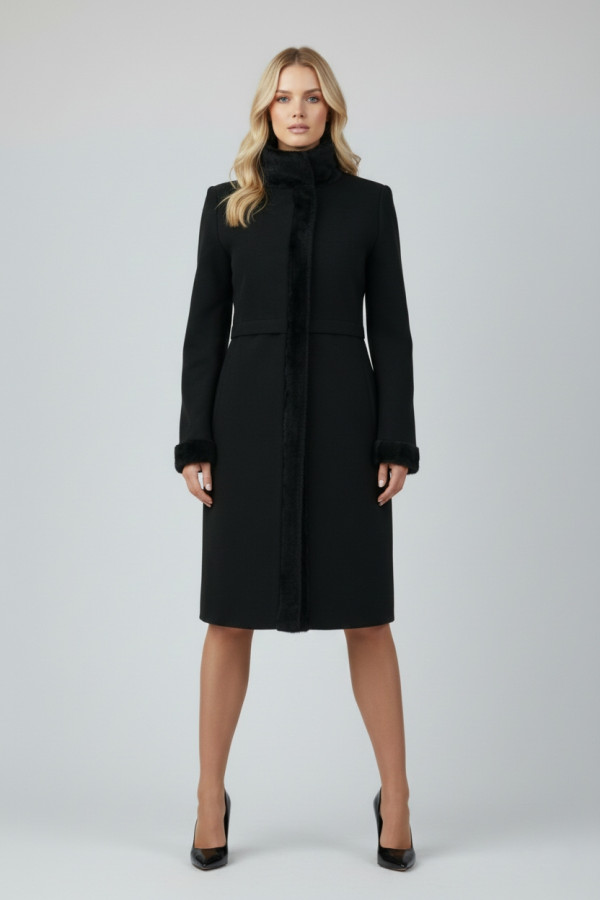 VAGIAS ΓΥΝΑΙΚΕΙΟ ΠΑΛΤΟ ΜΕ ΜΑΟ ΓΙΑΚΑ ΚΑΙ ΛΕΠΤΟΜΕΡΕΙΕΣ ΟΙΚΟΛΟΓΙΚΗΣ ΓΟΥΝΑΣ ΜΑΥΡΟ 5880-50