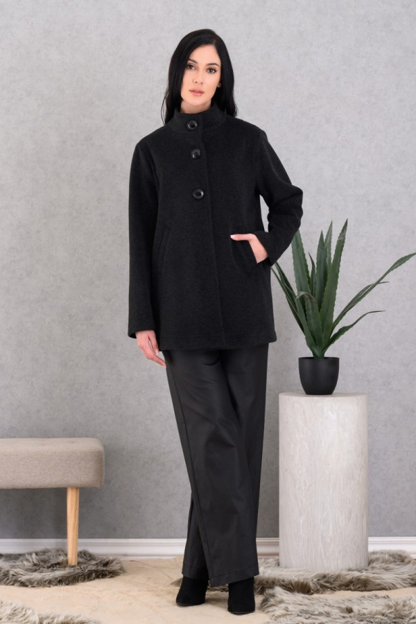 DERPOULI ΓΥΝΑΙΚΕΙΟ ΗΜΙΠΑΛΤΟ ΒΕΛΟΥΡ ΜΕ ΜΑΟ ΓΙΑΚΑ ΚΑΙ ΚΟΥΜΠΙΑ ΜΑΥΡΟ 1.25.39-50781