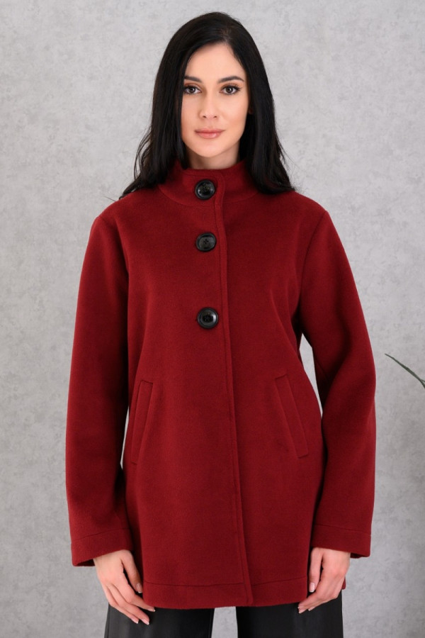 DERPOULI ΓΥΝΑΙΚΕΙΟ ΗΜΙΠΑΛΤΟ ΒΕΛΟΥΡ ΜΕ ΜΑΟ ΓΙΑΚΑ ΚΑΙ ΚΟΥΜΠΙΑ WINE 1.25.39-50781