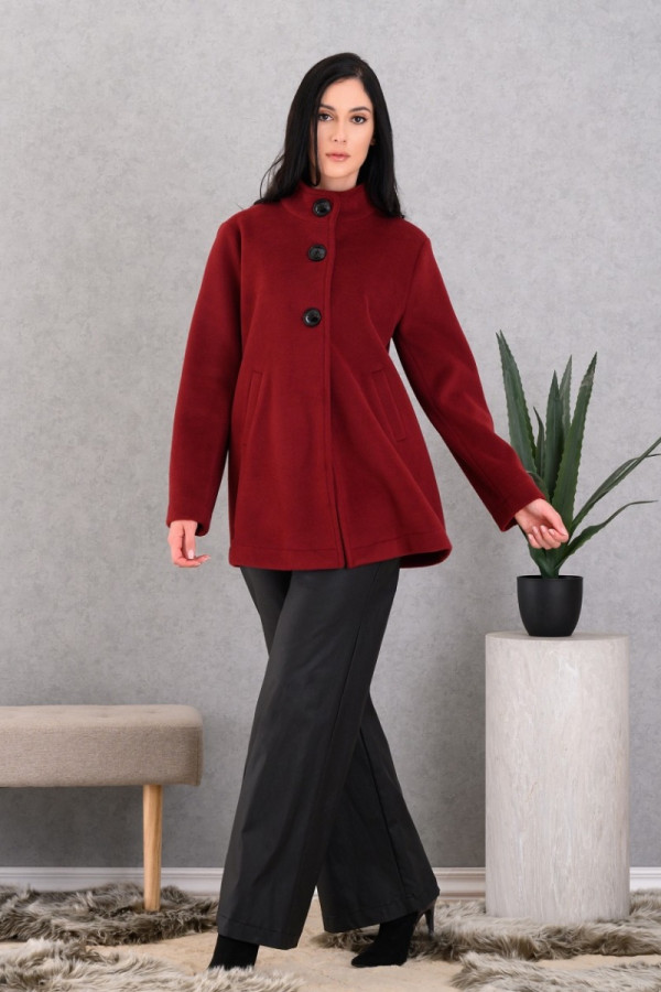 DERPOULI ΓΥΝΑΙΚΕΙΟ ΗΜΙΠΑΛΤΟ ΒΕΛΟΥΡ ΜΕ ΜΑΟ ΓΙΑΚΑ ΚΑΙ ΚΟΥΜΠΙΑ WINE 1.25.39-50781