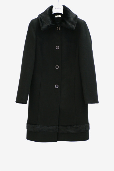 VAGIAS ΓΥΝΑΙΚΕΙΟ ΗΜΙΠΑΛΤΟ VELOUR ΜΕ ΓΟΥΝΑ ΜΑΥΡΟ 4815-99