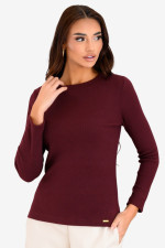 DERPOULI ΓΥΝΑΙΚΕΙΑ ΜΠΛΟΥΖΑ ΣΕ ΛΕΠΤΗ ΠΛΕΞΗ ΡΙΜΠ ΜΟΝΟΧΡΩΜΗ ΜΠΟΡΝΤΟ 1.10.27493