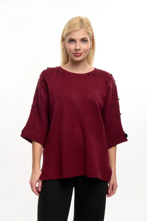 FIBES ΓΥΝΑΙΚΕΙΑ ΜΠΛΟΥΖΑ ΠΛΕΚΤΗ ΜΕ ΣΤΡΑΣ ΚΑΙ ΠΕΡΛΕΣ 3/4 ΜΑΝΙΚΙΑ BURGUNDY 03-7307 FIBES ΓΥΝΑΙΚΕΙΑ ΜΠΛΟΥΖΑ ΠΛΕΚΤΗ ΜΕ ΣΤΡΑΣ ΚΑΙ ΠΕΡΛΕΣ 3/4 ΜΑΝΙΚΙΑ BURGUNDY 03-7307