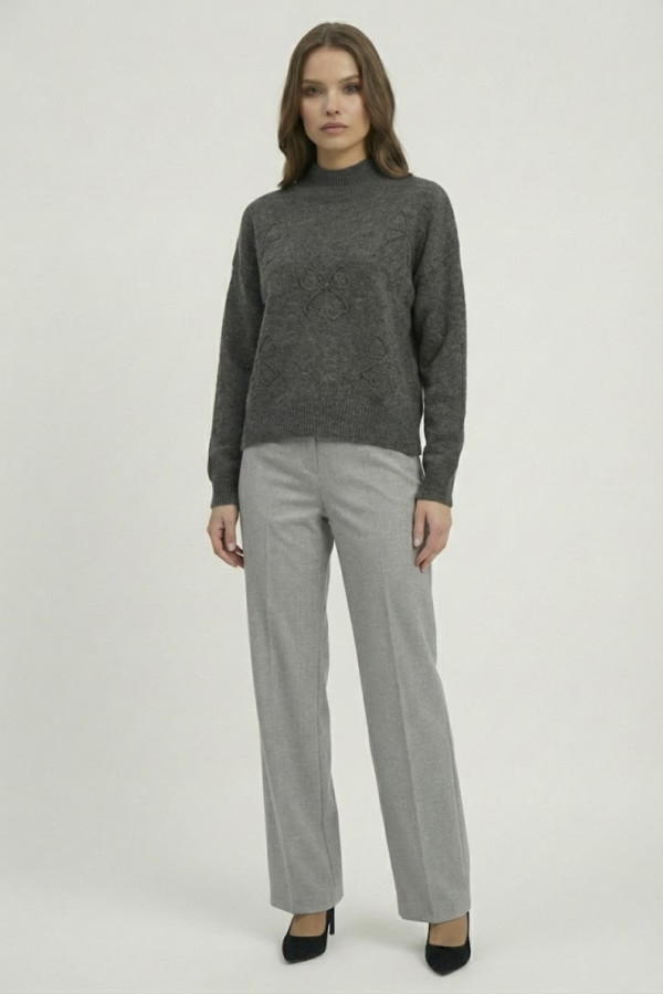 FIBES ΓΥΝΑΙΚΕΙΑ ΠΛΕΚΤΗ ΜΠΛΟΥΖΑ ΛΟΥΠΕΤΟ ΜΕ ΑΝΑΓΛΥΦΟ ΣΧΕΔΙΟ ΑΝΘΡΑΚΙ 03-7322