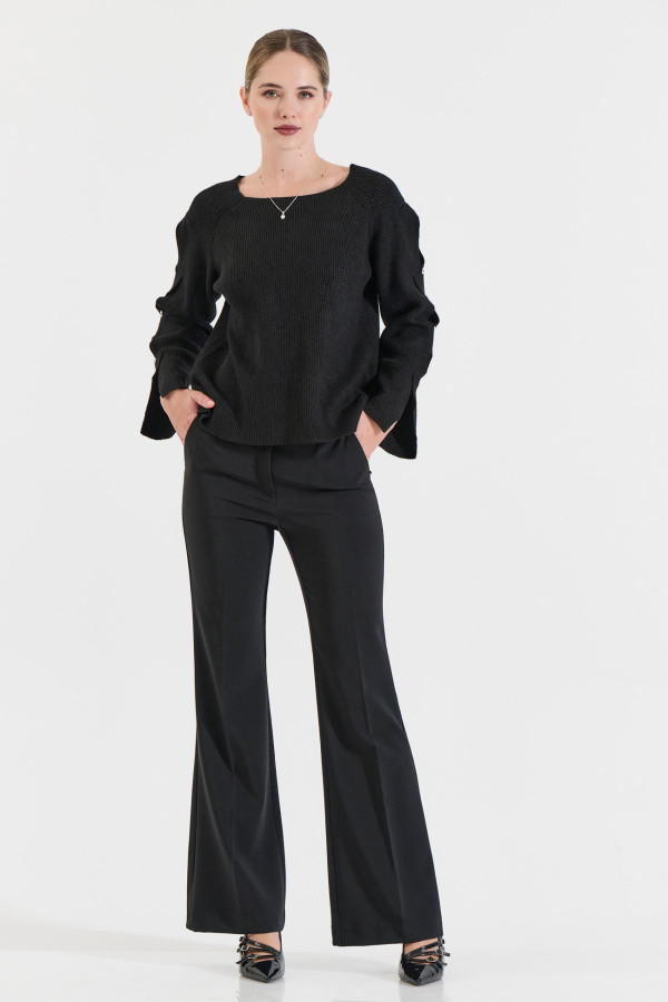 BILL COST ΓΥΝΑΙΚΕΙΑ ΠΛΕΚΤΗ ΜΠΛΟΥΖΑ ΜΕΑΝΟΙΓΜΑ ΚΑΙ ΚΟΥΜΠΙΑ ΣΤΑ ΜΑΝΙΚΙΑ ΜΑΥΡΟ 20-131361-0