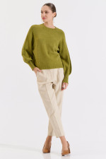 BILL COST ΓΥΝΑΙΚΕΙΑ ΜΠΛΟΥΖΑ  ΣΕ ΠΛΕΞΗ ΜΟΝΟΧΡΩΜΟ ΜΕ ΠΑΓΙΕΤΑ LIME 20-131360-0