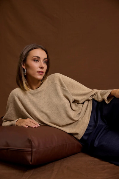 ENZZO ΓΥΝΑΙΚΕΙΑ ΜΠΛΟΥΖΑ ΣΕ ΠΛΕΞΗ LOOSE FIT BETTIE ΜΠΕΖ 252282