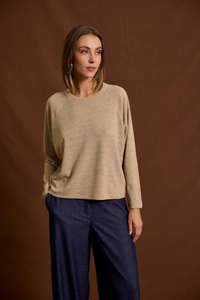 ENZZO ΓΥΝΑΙΚΕΙΑ ΜΠΛΟΥΖΑ ΣΕ ΠΛΕΞΗ LOOSE FIT BETTIE ΜΠΕΖ 252282