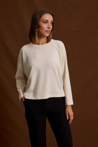 ENZZO ΓΥΝΑΙΚΕΙΑ ΜΠΛΟΥΖΑ ΣΕ ΠΛΕΞΗ LOOSE FIT BETTIE ΒΑΝΙΛΙΑ 252282