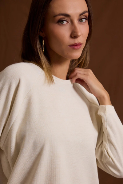 ENZZO ΓΥΝΑΙΚΕΙΑ ΜΠΛΟΥΖΑ ΣΕ ΠΛΕΞΗ LOOSE FIT BETTIE ΒΑΝΙΛΙΑ 252282