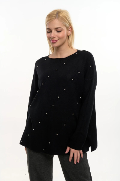 FIBES ΓΥΝΑΙΚΕΙΑ ΠΛΕΚΤΗ ΜΠΛΟΥΖΑ ΜΕ ΣΤΡΑΣ ΜΑΥΡΟ 03-7309