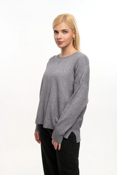 FIBES ΓΥΝΑΙΚΕΙΑ ΜΠΛΟΥΖΑ ΣΕ ΛΕΠΤΗ ΠΛΕΞΗ ΜΕ ΔΙΑΚΟΣΜΗΤΙΚΕΣ ΠΕΡΛΕΣ ΓΚΡΙ 03-7306