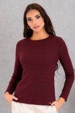 DERPOULI ΓΥΝΑΙΚΕΙΑ ΜΠΛΟΥΖΑ ΣΕ ΛΕΠΤΗ ΠΛΕΞΗ ΡΙΜΠ ΜΟΝΟΧΡΩΜΗ ΜΠΟΡΝΤΟ 1.10.27493