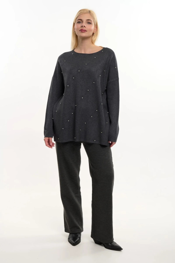 FIBES ΓΥΝΑΙΚΕΙΑ ΠΛΕΚΤΗ ΜΠΛΟΥΖΑ ΜΕ ΣΤΡΑΣ ΓΚΡΙ 03-7309 FIBES ΓΥΝΑΙΚΕΙΑ ΠΛΕΚΤΗ ΜΠΛΟΥΖΑ ΜΕ ΣΤΡΑΣ ΓΚΡΙ 03-7309