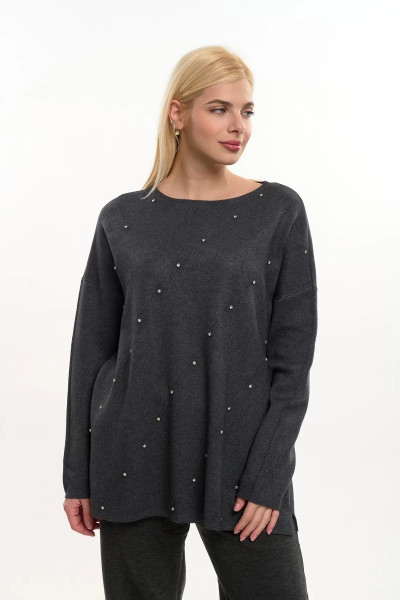 FIBES ΓΥΝΑΙΚΕΙΑ ΠΛΕΚΤΗ ΜΠΛΟΥΖΑ ΜΕ ΣΤΡΑΣ ΓΚΡΙ 03-7309