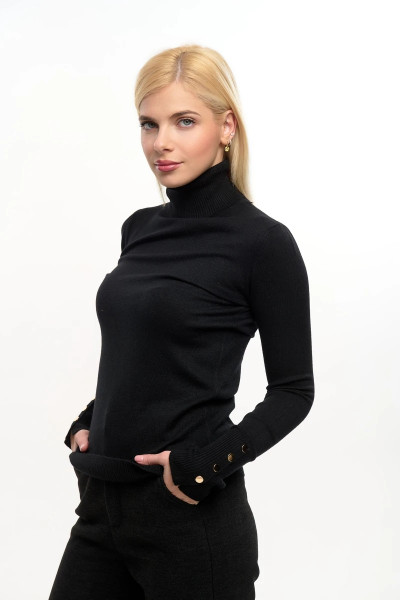 FIBES ΓΥΝΑΙΚΕΙΑ ΜΠΛΟΥΖΑ ΠΛΕΚΤΗ ΜΟΝΟΧΡΩΜΗ ΖΙΒΑΓΚΟ ΜΕ ΚΟΥΜΠΙΑ ΜΑΥΡΟ 03-7303