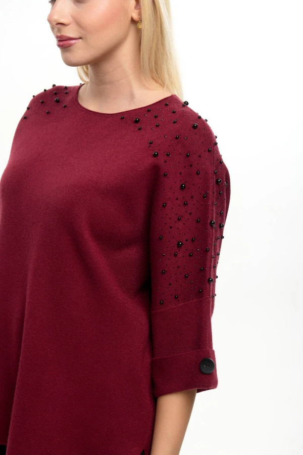 FIBES ΓΥΝΑΙΚΕΙΑ ΜΠΛΟΥΖΑ ΠΛΕΚΤΗ ΜΕ ΣΤΡΑΣ ΚΑΙ ΠΕΡΛΕΣ 3/4 ΜΑΝΙΚΙΑ BURGUNDY 03-7307 FIBES ΓΥΝΑΙΚΕΙΑ ΜΠΛΟΥΖΑ ΠΛΕΚΤΗ ΜΕ ΣΤΡΑΣ ΚΑΙ ΠΕΡΛΕΣ 3/4 ΜΑΝΙΚΙΑ BURGUNDY 03-7307