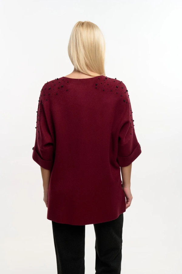 FIBES ΓΥΝΑΙΚΕΙΑ ΜΠΛΟΥΖΑ ΠΛΕΚΤΗ ΜΕ ΣΤΡΑΣ ΚΑΙ ΠΕΡΛΕΣ 3/4 ΜΑΝΙΚΙΑ BURGUNDY 03-7307 FIBES ΓΥΝΑΙΚΕΙΑ ΜΠΛΟΥΖΑ ΠΛΕΚΤΗ ΜΕ ΣΤΡΑΣ ΚΑΙ ΠΕΡΛΕΣ 3/4 ΜΑΝΙΚΙΑ BURGUNDY 03-7307