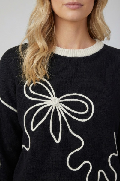 FIBES ΓΥΝΑΙΚΕΙΟ ΠΛΕΚΤΟ ΜΕ ΑΝΑΓΛΥΦΟ ΣΧΕΔΙΟ ΜΑΥΡΟ 03-7320