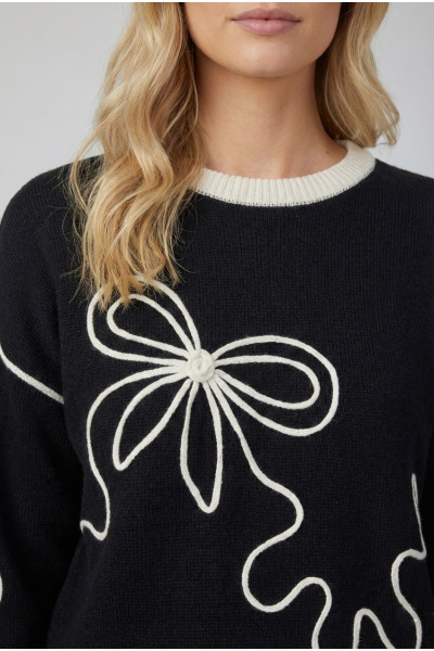 FIBES ΓΥΝΑΙΚΕΙΟ ΠΛΕΚΤΟ ΜΕ ΑΝΑΓΛΥΦΟ ΣΧΕΔΙΟ ΜΑΥΡΟ 03-7320