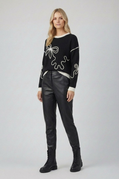 FIBES ΓΥΝΑΙΚΕΙΟ ΠΛΕΚΤΟ ΜΕ ΑΝΑΓΛΥΦΟ ΣΧΕΔΙΟ ΜΑΥΡΟ 03-7320