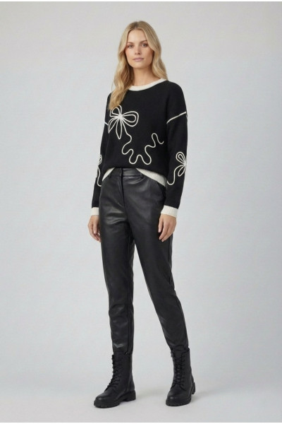 FIBES ΓΥΝΑΙΚΕΙΟ ΠΛΕΚΤΟ ΜΕ ΑΝΑΓΛΥΦΟ ΣΧΕΔΙΟ ΜΑΥΡΟ 03-7320