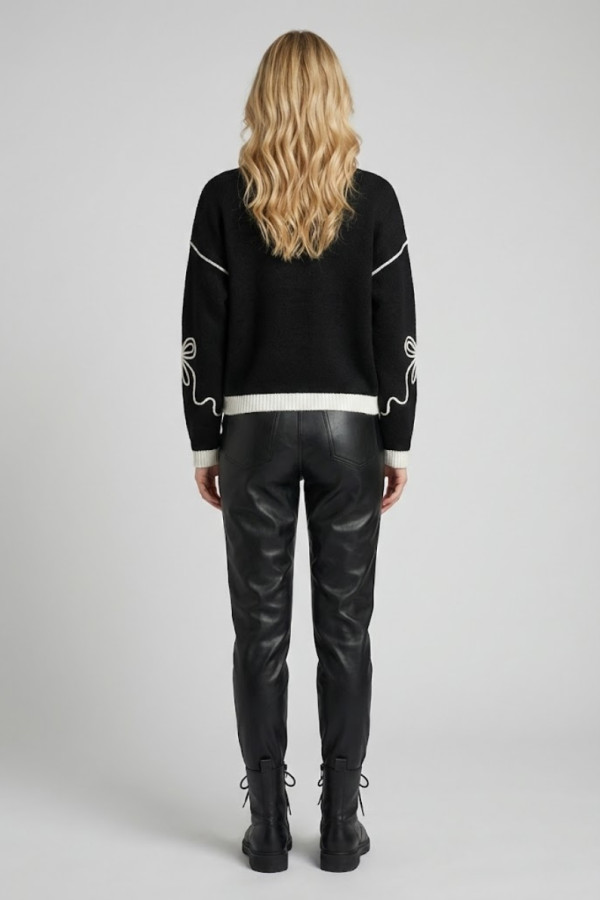 FIBES ΓΥΝΑΙΚΕΙΟ ΠΛΕΚΤΟ ΜΕ ΑΝΑΓΛΥΦΟ ΣΧΕΔΙΟ ΜΑΥΡΟ 03-7320