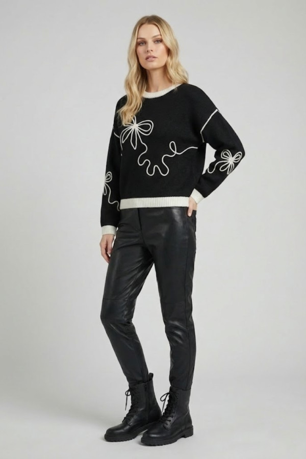 FIBES ΓΥΝΑΙΚΕΙΟ ΠΛΕΚΤΟ ΜΕ ΑΝΑΓΛΥΦΟ ΣΧΕΔΙΟ ΜΑΥΡΟ 03-7320