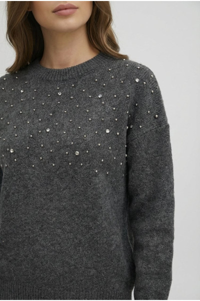 FIBES ΓΥΝΑΙΚΕΙΑ ΠΛΕΚΤΗ ΜΠΛΟΥΖΑ ΜΕ ΣΧΕΔΙΟ ΣΤΡΑΣ ΑΝΘΡΑΚΙ 03-7321