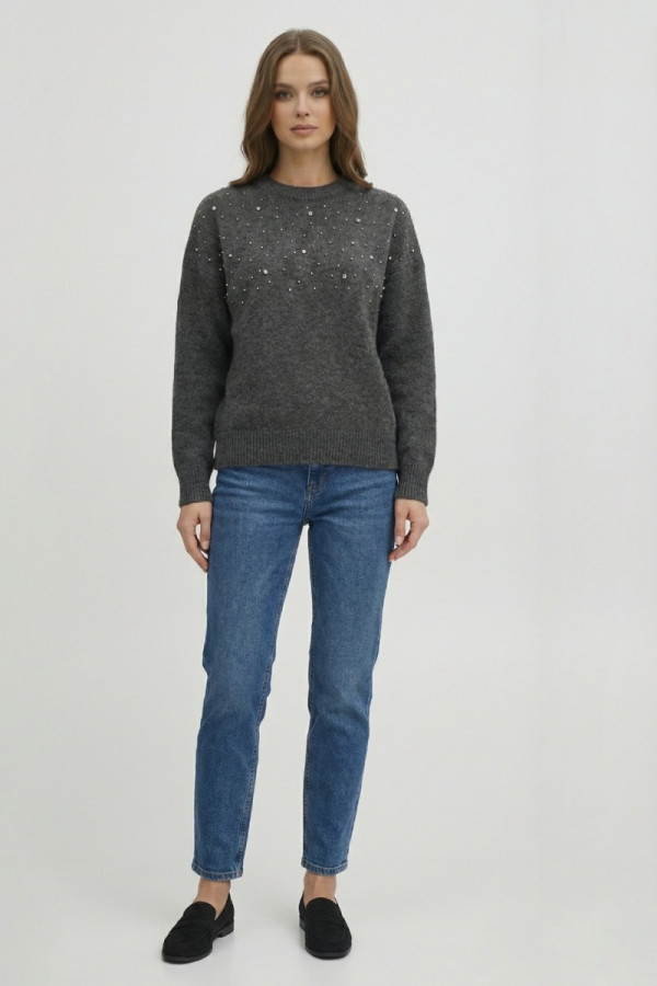 FIBES ΓΥΝΑΙΚΕΙΑ ΠΛΕΚΤΗ ΜΠΛΟΥΖΑ ΜΕ ΣΧΕΔΙΟ ΣΤΡΑΣ ΑΝΘΡΑΚΙ 03-7321