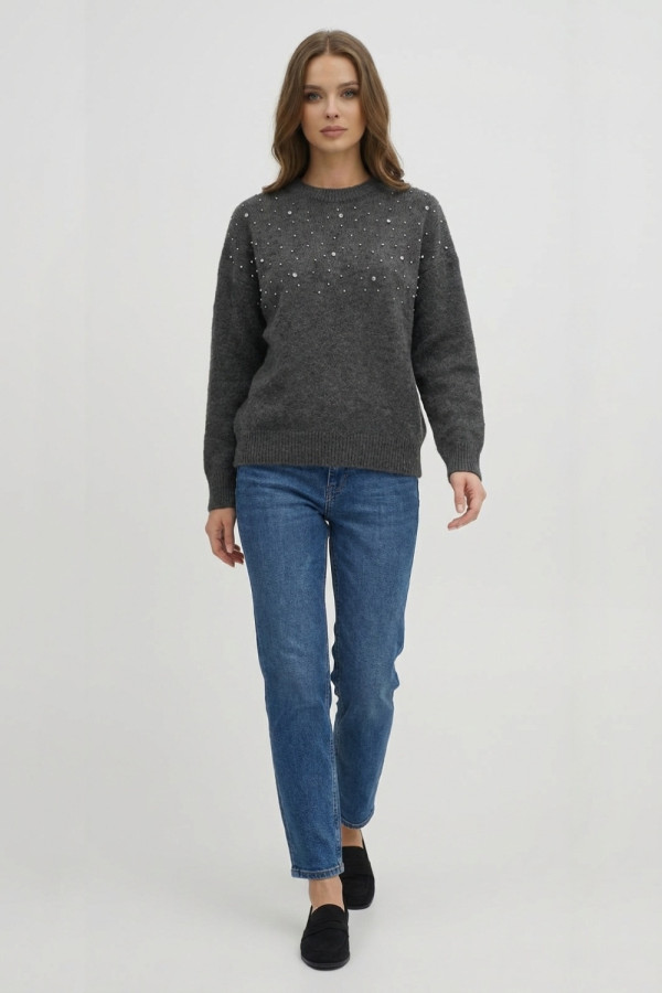 FIBES ΓΥΝΑΙΚΕΙΑ ΠΛΕΚΤΗ ΜΠΛΟΥΖΑ ΜΕ ΣΧΕΔΙΟ ΣΤΡΑΣ ΑΝΘΡΑΚΙ 03-7321