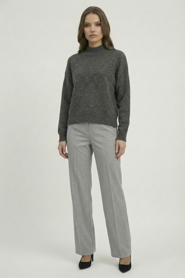 FIBES ΓΥΝΑΙΚΕΙΑ ΠΛΕΚΤΗ ΜΠΛΟΥΖΑ ΛΟΥΠΕΤΟ ΜΕ ΑΝΑΓΛΥΦΟ ΣΧΕΔΙΟ ΑΝΘΡΑΚΙ 03-7322