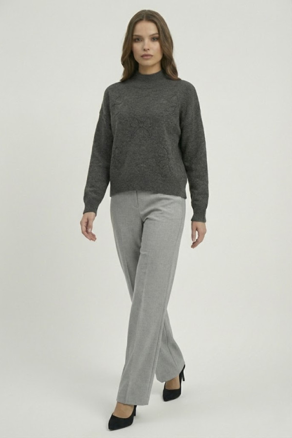 FIBES ΓΥΝΑΙΚΕΙΑ ΠΛΕΚΤΗ ΜΠΛΟΥΖΑ ΛΟΥΠΕΤΟ ΜΕ ΑΝΑΓΛΥΦΟ ΣΧΕΔΙΟ ΑΝΘΡΑΚΙ 03-7322