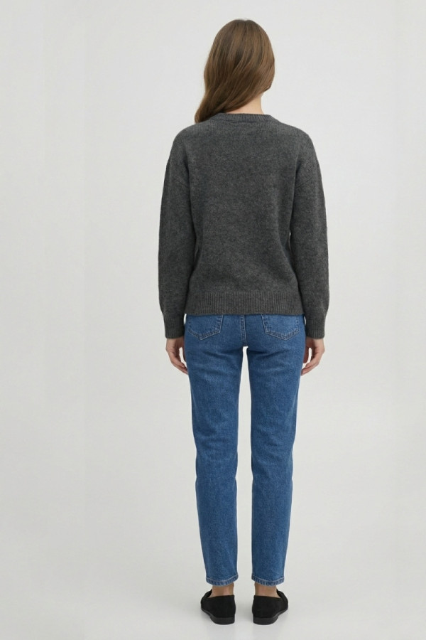 FIBES ΓΥΝΑΙΚΕΙΑ ΠΛΕΚΤΗ ΜΠΛΟΥΖΑ ΜΕ ΣΧΕΔΙΟ ΣΤΡΑΣ ΑΝΘΡΑΚΙ 03-7321