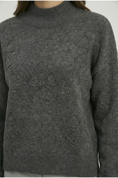 FIBES ΓΥΝΑΙΚΕΙΑ ΠΛΕΚΤΗ ΜΠΛΟΥΖΑ ΛΟΥΠΕΤΟ ΜΕ ΑΝΑΓΛΥΦΟ ΣΧΕΔΙΟ ΑΝΘΡΑΚΙ 03-7322