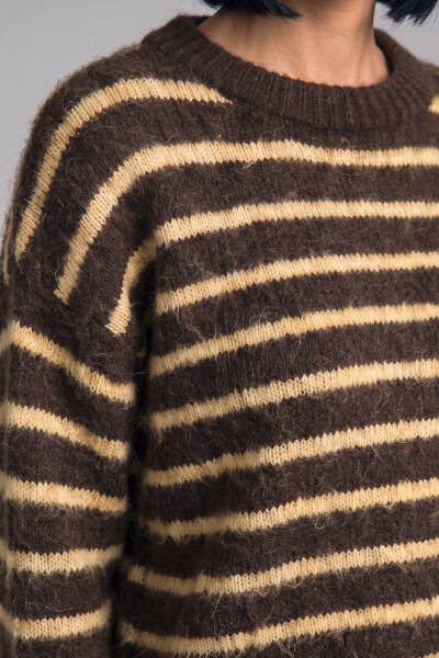 Γυναικείο πλεκτό I Got You καφέ ριγέ σε άνετη γραμμή 1.50.69176
