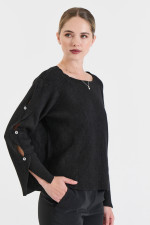 BILL COST ΓΥΝΑΙΚΕΙΑ ΠΛΕΚΤΗ ΜΠΛΟΥΖΑ ΜΕΑΝΟΙΓΜΑ ΚΑΙ ΚΟΥΜΠΙΑ ΣΤΑ ΜΑΝΙΚΙΑ ΜΑΥΡΟ 20-131361-0