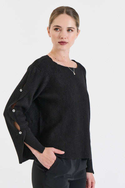 BILL COST ΓΥΝΑΙΚΕΙΑ ΠΛΕΚΤΗ ΜΠΛΟΥΖΑ ΜΕΑΝΟΙΓΜΑ ΚΑΙ ΚΟΥΜΠΙΑ ΣΤΑ ΜΑΝΙΚΙΑ ΜΑΥΡΟ 20-131361-0