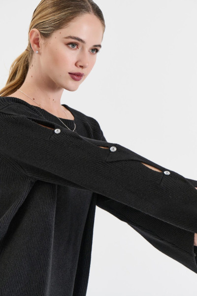 BILL COST ΓΥΝΑΙΚΕΙΑ ΠΛΕΚΤΗ ΜΠΛΟΥΖΑ ΜΕΑΝΟΙΓΜΑ ΚΑΙ ΚΟΥΜΠΙΑ ΣΤΑ ΜΑΝΙΚΙΑ ΜΑΥΡΟ 20-131361-0