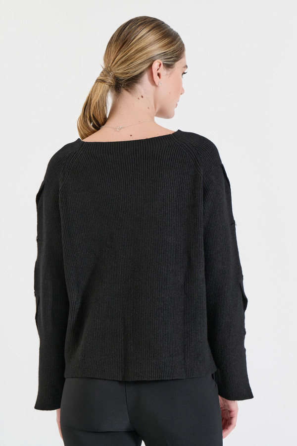 BILL COST ΓΥΝΑΙΚΕΙΑ ΠΛΕΚΤΗ ΜΠΛΟΥΖΑ ΜΕΑΝΟΙΓΜΑ ΚΑΙ ΚΟΥΜΠΙΑ ΣΤΑ ΜΑΝΙΚΙΑ ΜΑΥΡΟ 20-131361-0