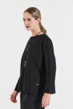 BILL COST ΓΥΝΑΙΚΕΙΑ ΠΛΕΚΤΗ ΜΠΛΟΥΖΑ ΜΟΝΟΧΡΩΜΗ LOOSE FIT ΜΑΥΡΟ 20-131359-0