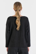 BILL COST ΓΥΝΑΙΚΕΙΑ ΠΛΕΚΤΗ ΜΠΛΟΥΖΑ ΜΟΝΟΧΡΩΜΗ LOOSE FIT ΜΑΥΡΟ 20-131359-0