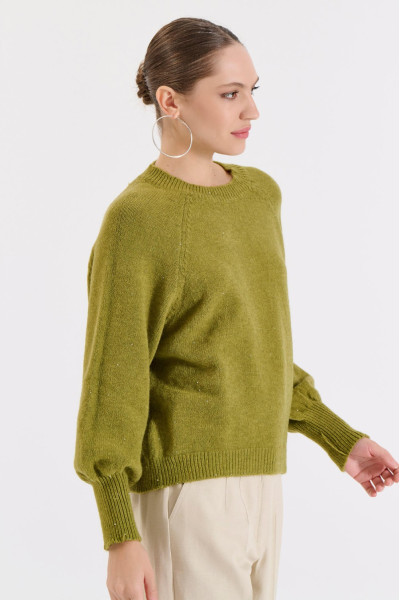 BILL COST ΓΥΝΑΙΚΕΙΑ ΜΠΛΟΥΖΑ  ΣΕ ΠΛΕΞΗ ΜΟΝΟΧΡΩΜΟ ΜΕ ΠΑΓΙΕΤΑ LIME 20-131360-0