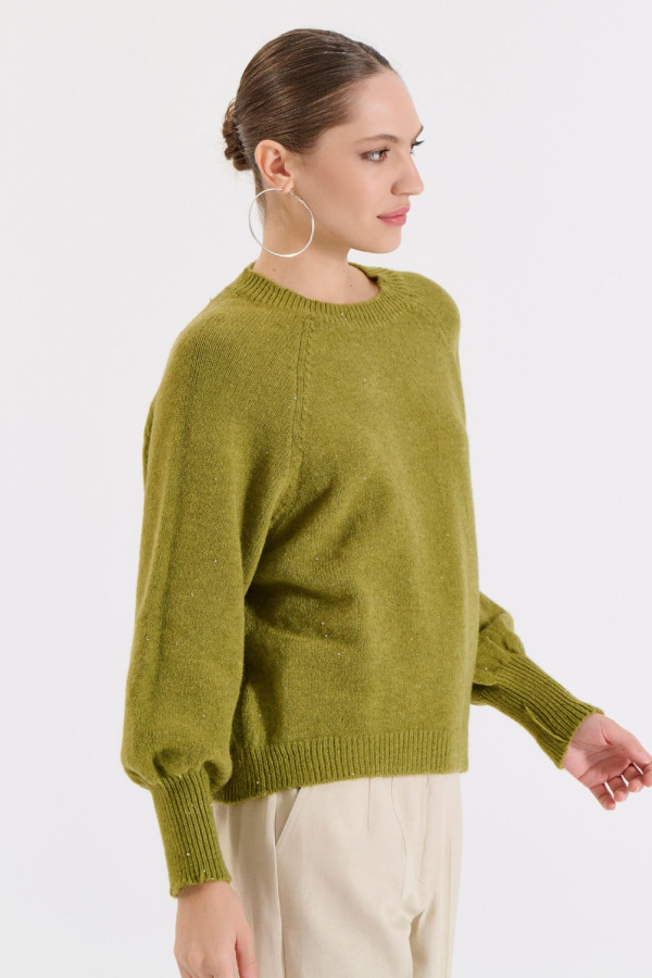 BILL COST ΓΥΝΑΙΚΕΙΑ ΜΠΛΟΥΖΑ  ΣΕ ΠΛΕΞΗ ΜΟΝΟΧΡΩΜΟ ΜΕ ΠΑΓΙΕΤΑ LIME 20-131360-0