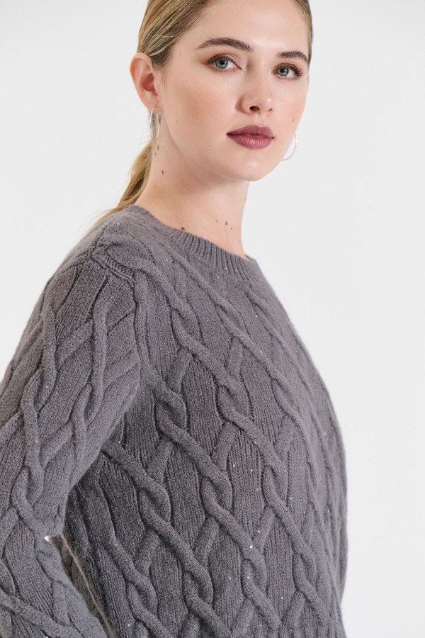 BILL COST ΓΥΝΑΙΚΕΙΑ ΜΠΛΟΥΖΑ ΠΛΕΚΤΗ ΜΕ ΠΛΕΞΟΥΔΕΣ ΑΝΘΡΑΚΙ 20-131375-0